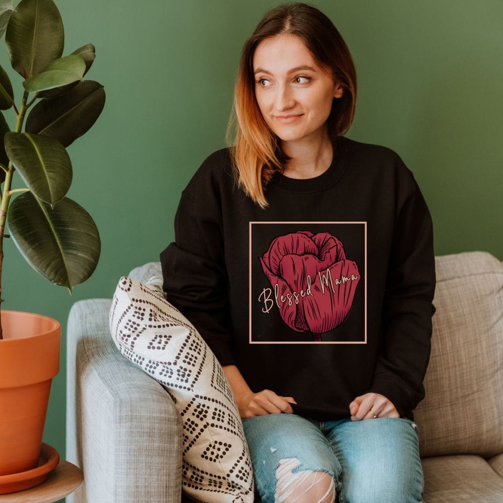 Let's give love to our mom, mama, mumsy, stepmom and grandmother by giving her a special gift. This blessed mama sweatshirt makes a great gift idea for all the mothers. A perfect thanksgiving gift to show love and gratitude for having her in our life. 