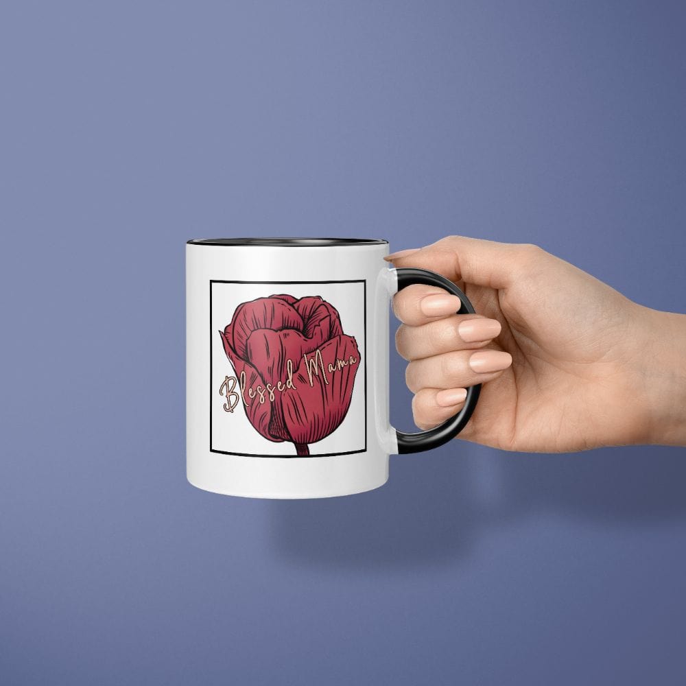 Let's give love to our mom, mama, mumsy, stepmom and grandmother by giving her a special gift. This blessed mama mug makes a great gift idea for all the mothers. A beautiful botanical mug for coffee or tea lover mom.