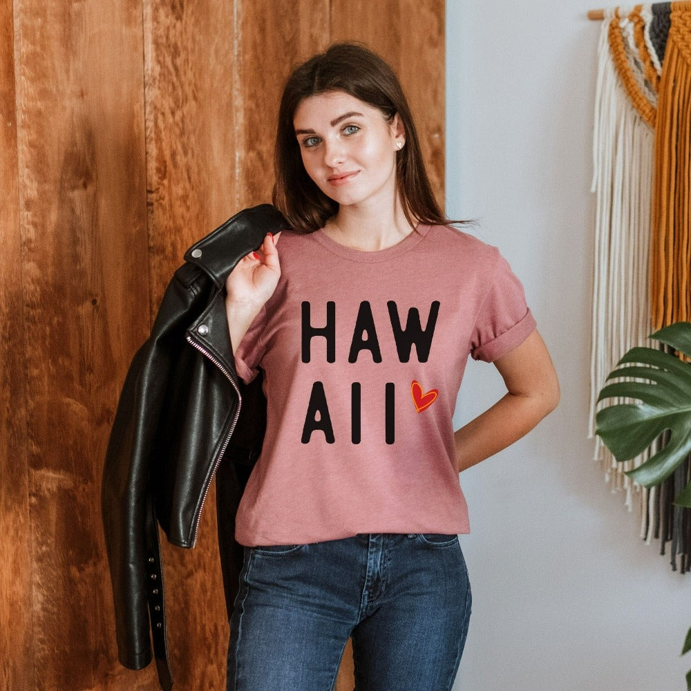 Aloha with this cute vacation apparel for your Hawaii beach island cruise, dream destination honeymoon getaway, mother daughter weekend adventure, girls trip matching outfit. This perfect vibrant Hawaii travel souvenir is great for your summer break gift for your favorite traveler crew.