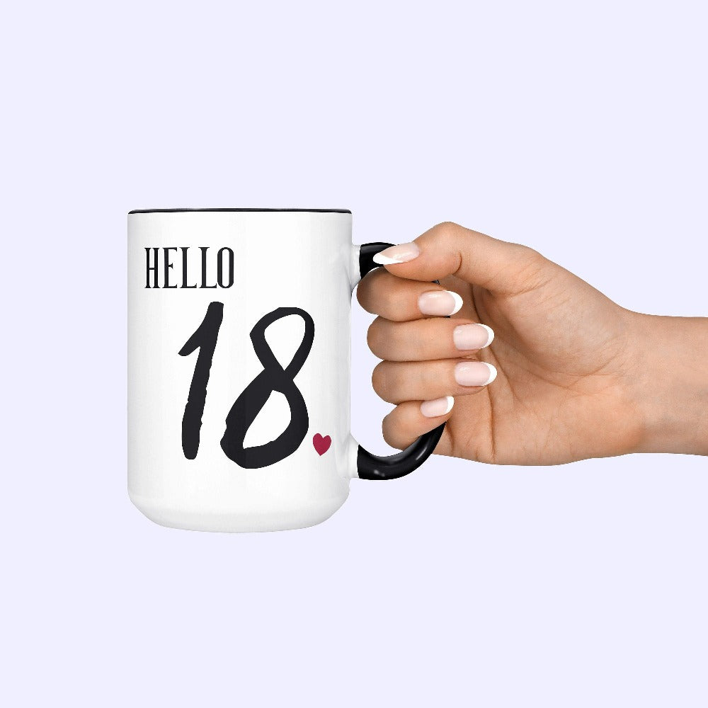 18th birthday babe gift. Whether you are planning a party for yourself or loved one, grab this adorable coffee mug present fit for a queen and get ready for your "Hello 18" celebrations. This is a memorable present for daughter, girlfriend, sister, best friend and anybody close to your heart. Perfect for any 18 year old.