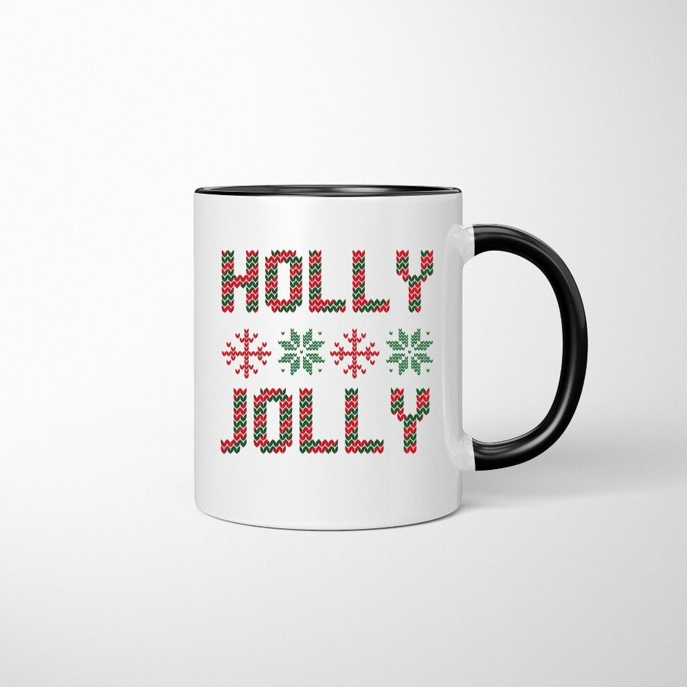 Christmas Coffee Mug, Hot Chocolate Christmas Mug, Winter Holiday Cups, Holiday Gift Exchange Ideas, Christmas Enamel Mug, Santa Holly Jolly Mug