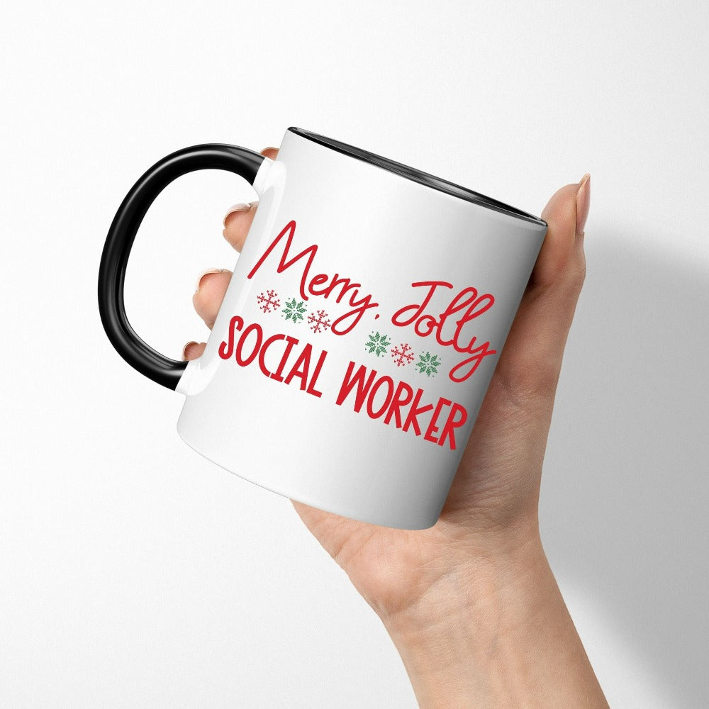 Christmas Gift for Social Worker, Christmas Coffee Mug, Licensed Social Worker Mug, Women Christmas Mug, Holiday Cups, LSW MSW Gifts