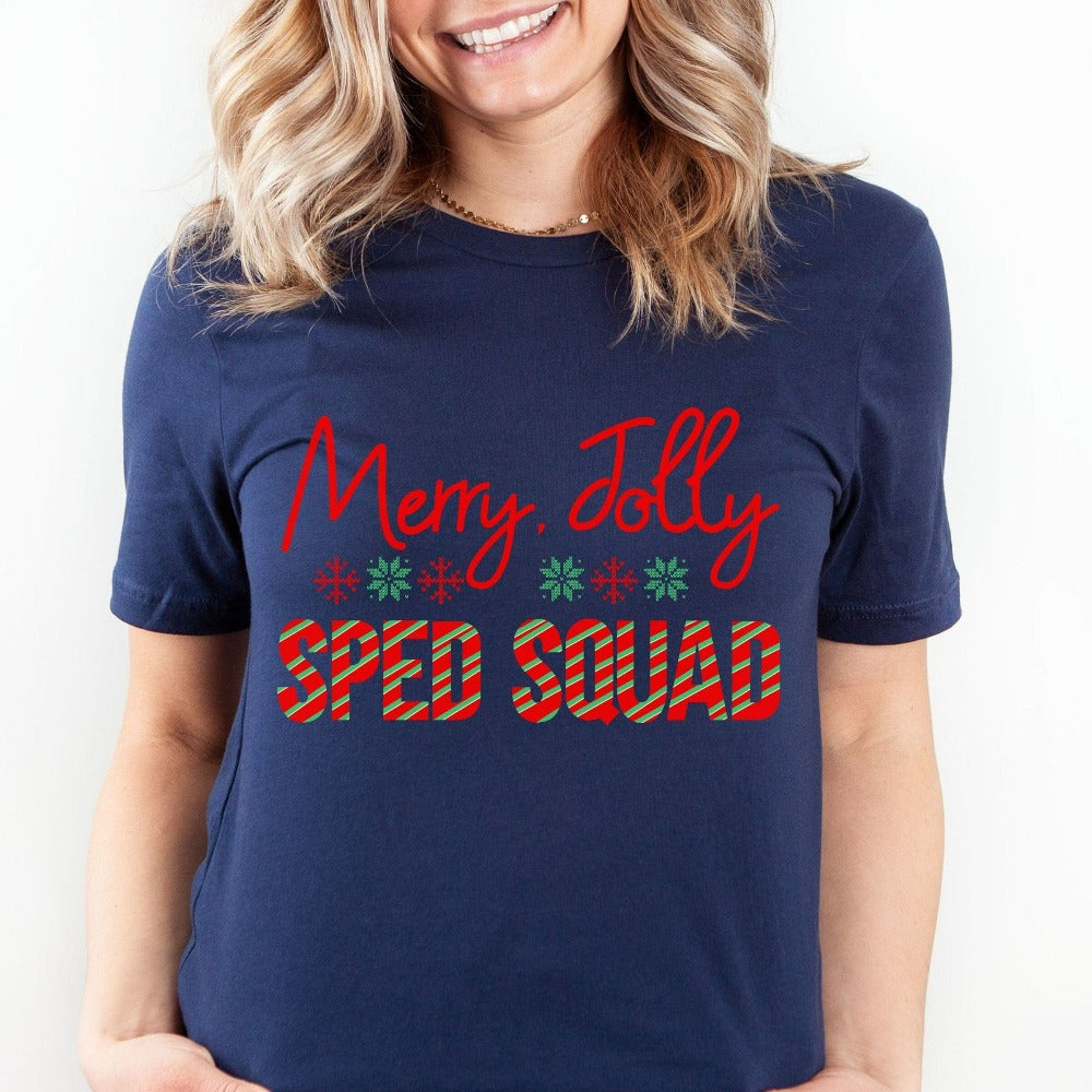 Christmas T-Shirts for Women, SPED Squad Holiday Tees, Xmas Party Tees for Crew Group, Teacher Christmas Apparel, Xmas Vacation Tees