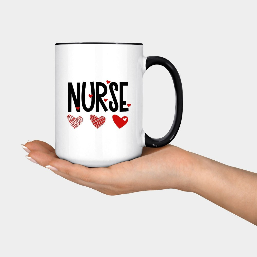 Cute Nurse Mug, Valentines Coffee Mug, Nurse Valentine's Day Gift, NICU Crew Appreciation Gift, Nursing School Valentine Cup, RN Gift 