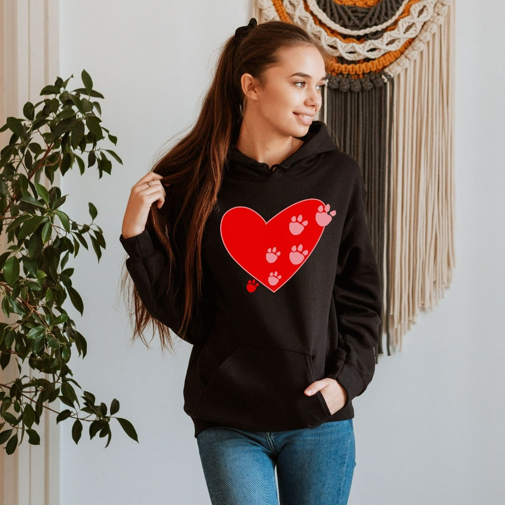 Dog Lover Sweatshirt, Heart Paw Shirt, Birthday Gift for Dog Owner, Animal Lover Sweater, Cat Owner Valentine Outfit, Mom Dad Gifts
