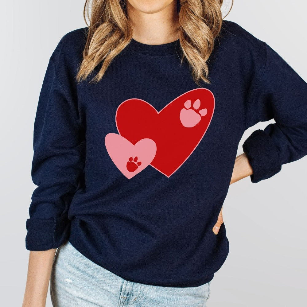 Dog Lover Sweatshirt, Paw Love Valentines Day Sweater, Paw Heart Shirt for Bestfriend Bestie, Dog Mom Sweatshirt, Valentine's Outfit Her Him