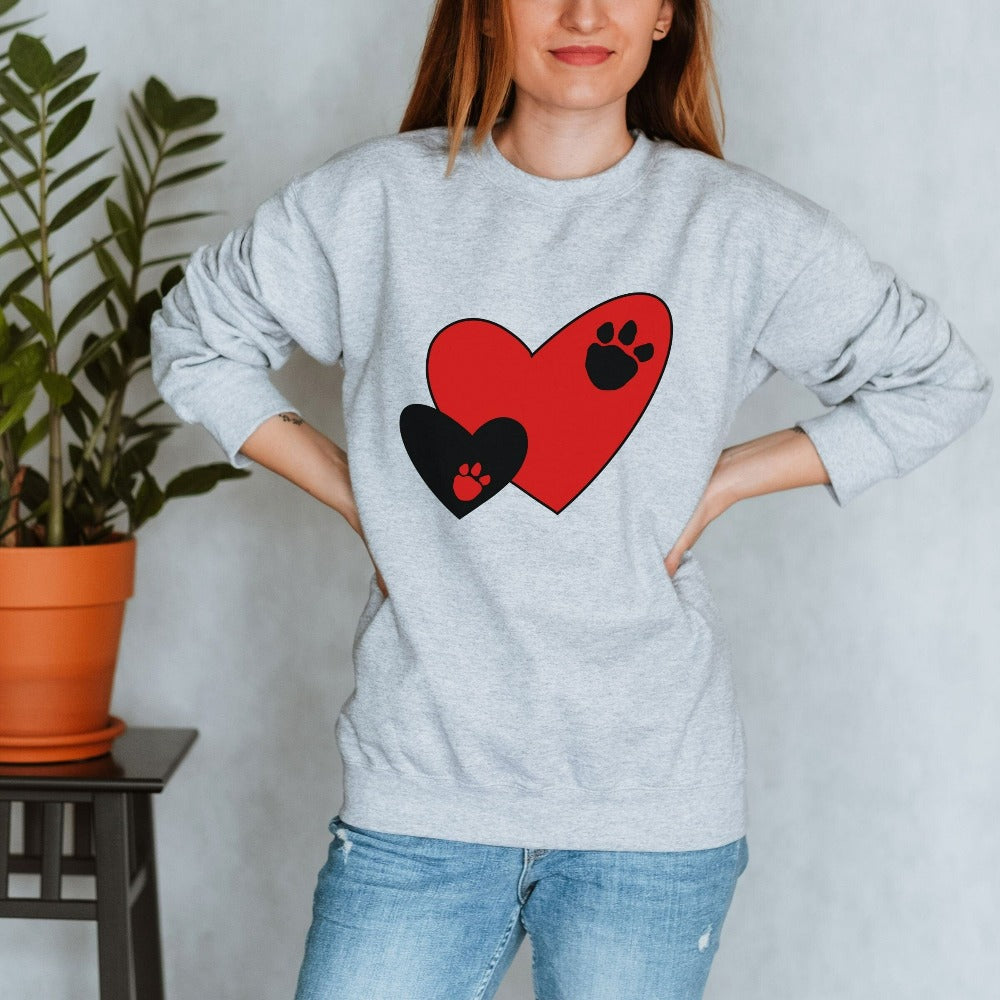 Dog Lover Sweatshirt, Paw Love Valentines Day Sweater, Paw Heart Shirt for Bestfriend Bestie, Dog Mom Sweatshirt, Valentine's Outfit Her Him