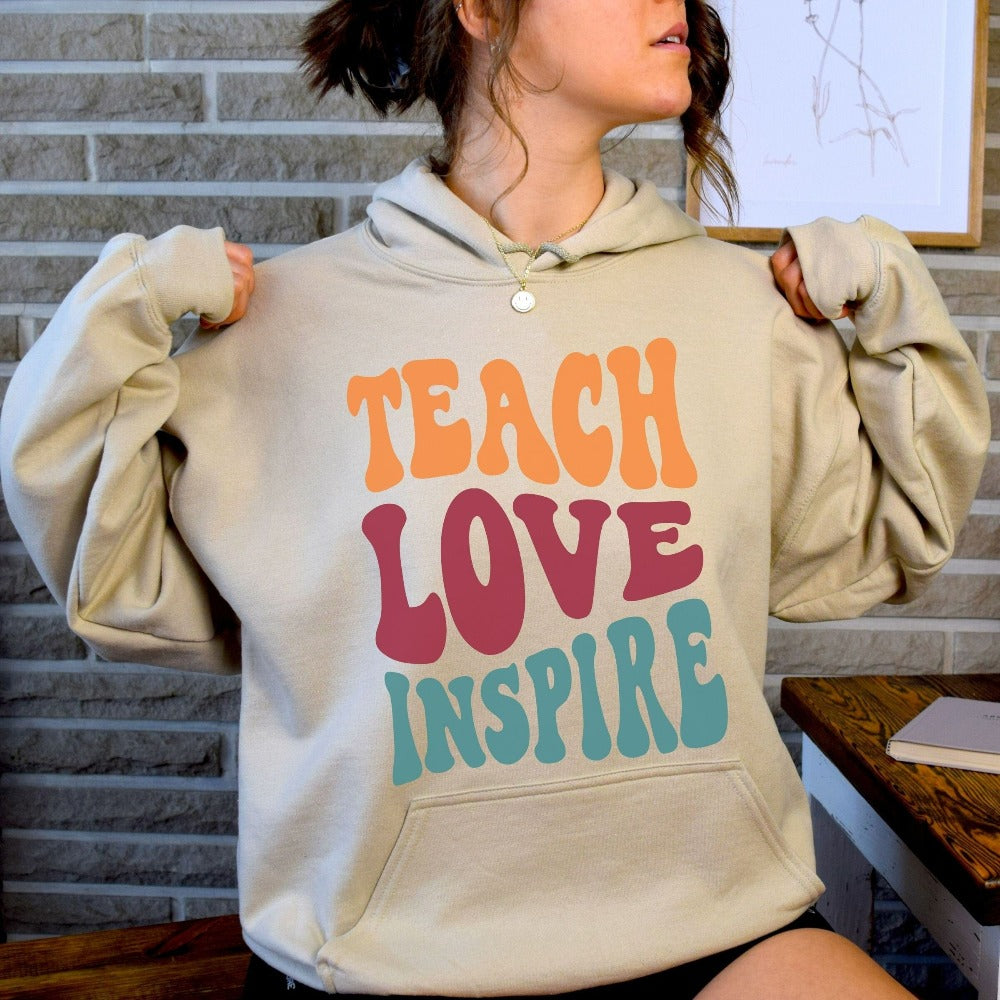 Inspirational sweatshirt gift idea for teacher, trainer, instructor and homeschool mama. Show appreciation to your favorite grade teacher with this vibrant retro shirt. Perfect for elementary, middle or high school, back to school, last day of school, summer or spiring break. Great for everyday use both in and out of the classroo