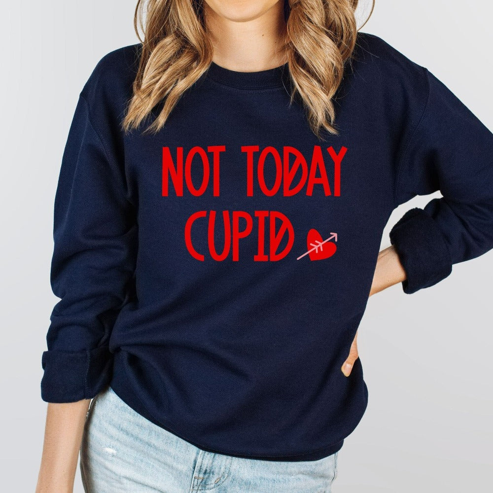 Funny Women's Valentine Sweatshirt, Valentine's Day Sweater, Valentines Crewneck Sweatshirt, Sarcastic Single Shirt, Not Today Cupid Shirt