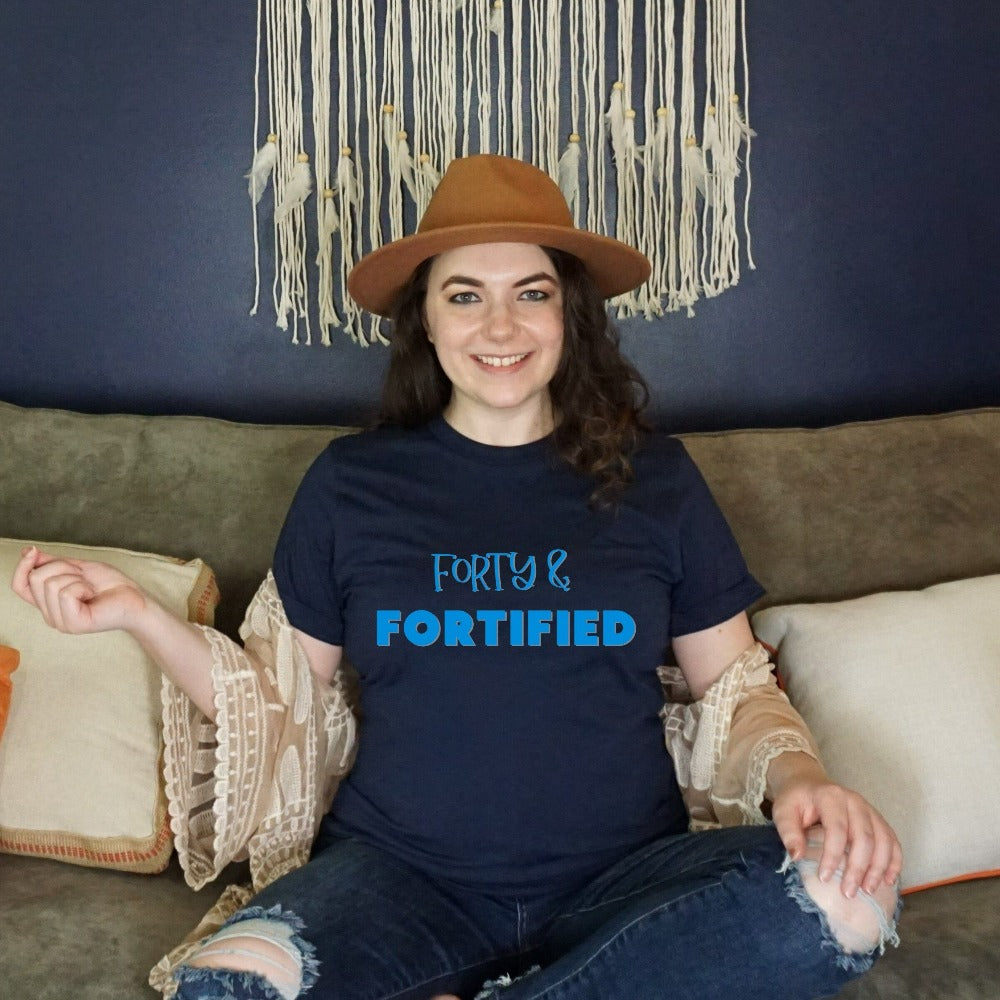 "Hello Forty". Grab this trendy forty t-shirt as a 40th birthday gift for yourself , mom, sister, daughter and best friend. Let's celebrate our forty year with this trending top. A fabulous female matching outfit on any birthday celebration ideas. 