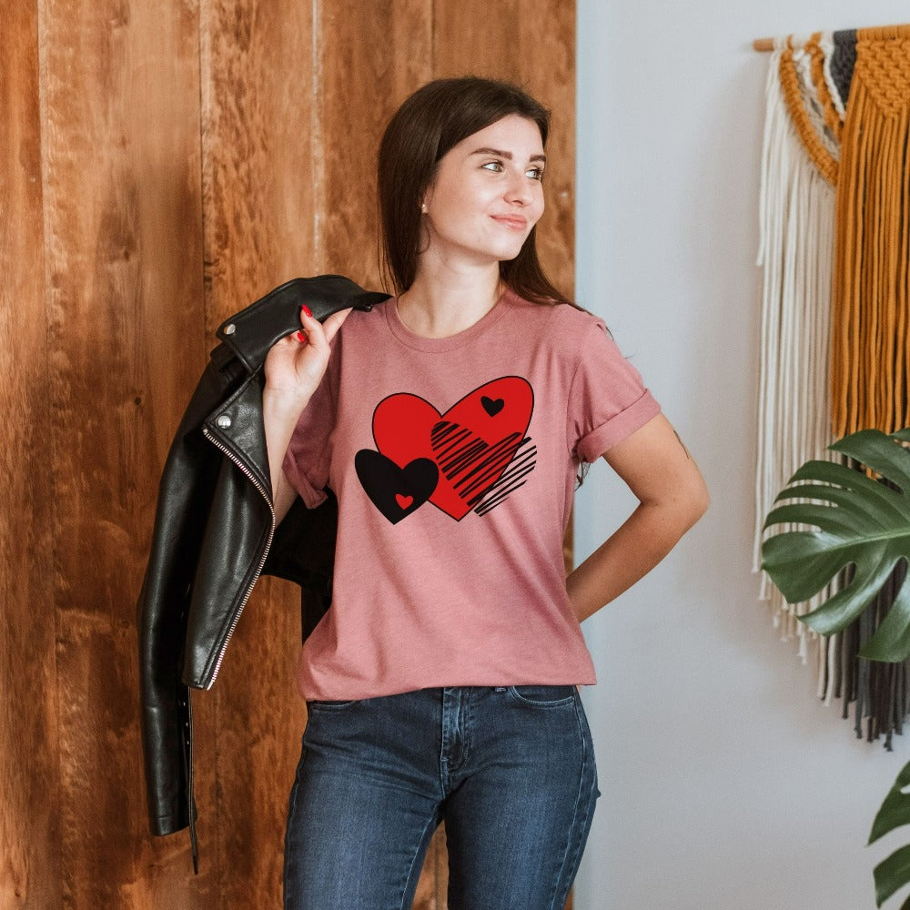 Heart Shirt Gift for Valentines Day, Valentine Heart Tee for Mom Wife Sister Daughter, Valentine's Day T-Shirt, Cute Love Tees