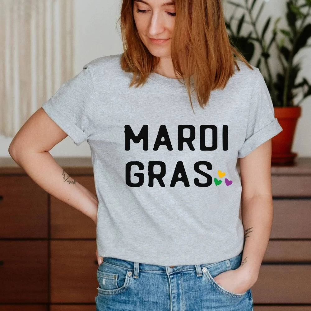 Mardi Gras Shirt for Woman, Love Mardi Gras Cruise Shirt, New Orleans Parade Shirt, Mardi Gras Tees, Fat Tuesday Party T-Shirt