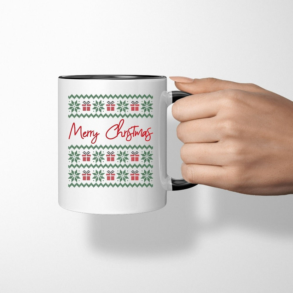 Merry Christmas Gift, Enamel Christmas Mug, Holiday Winter Cup, Christmas Quotes Mug, Christmas Coffee Mug for Teacher, Wife Xmas Mug