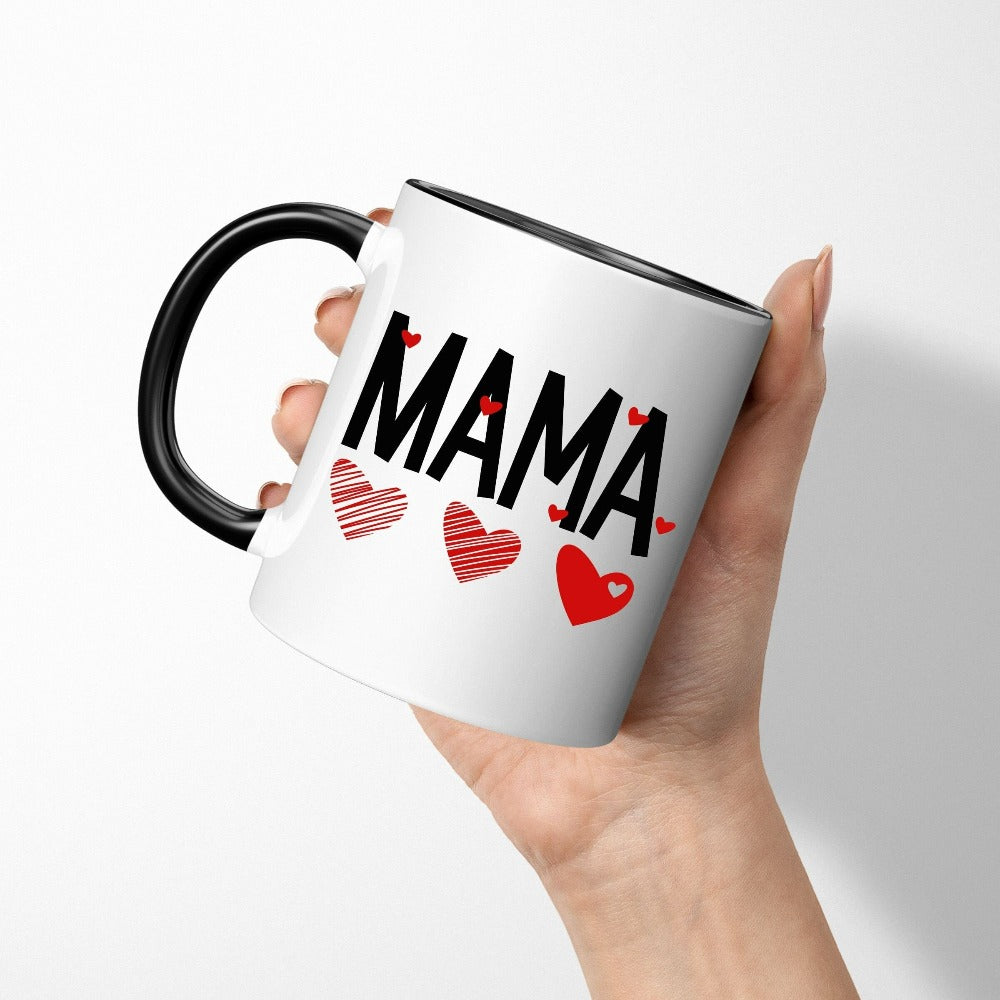 Mom Valentine's Day Gift, Cute Valentine Coffee Mug for Moms, Cute Ceramic Heart Mug, Birthday Hot Chocolate Mug, Mama Valentines Mug 