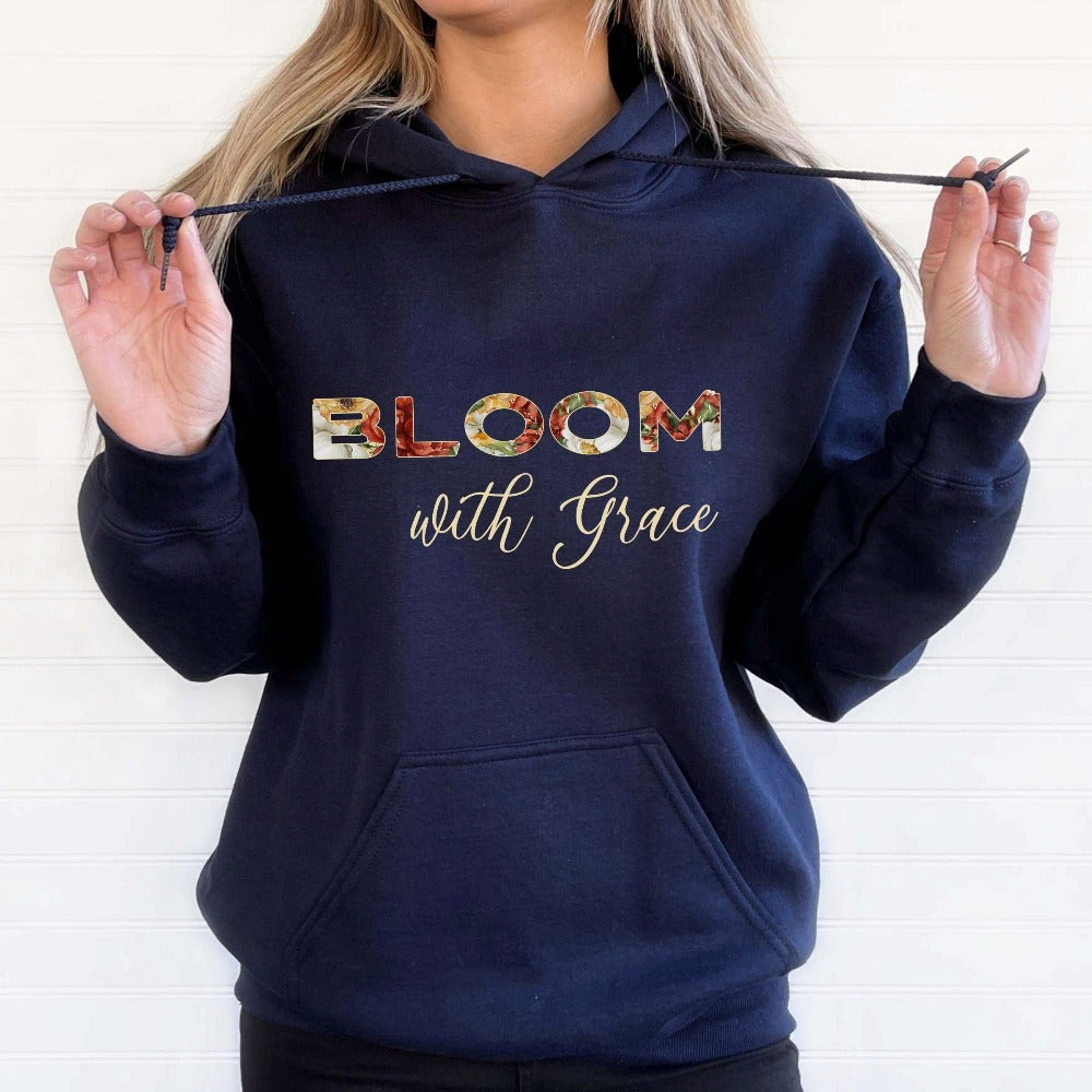 Positive, inspirational sweatshirt perfect as an uplifting birthday gift idea for best friend, religious mom, Christian co-worker, family reunion, Christmas holiday outfit and more. This floral design gives an intriguing unique boho look to this adorable shirt.