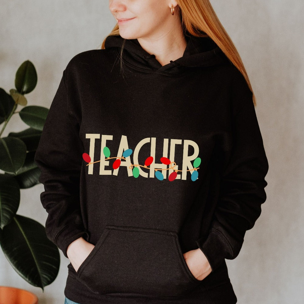 Teacher Christmas Sweater, Xmas Holiday Break Appreciation Teacher Gift, Christmas Gift for Teacher, Kindergarten Teacher Sweatshirt Idea