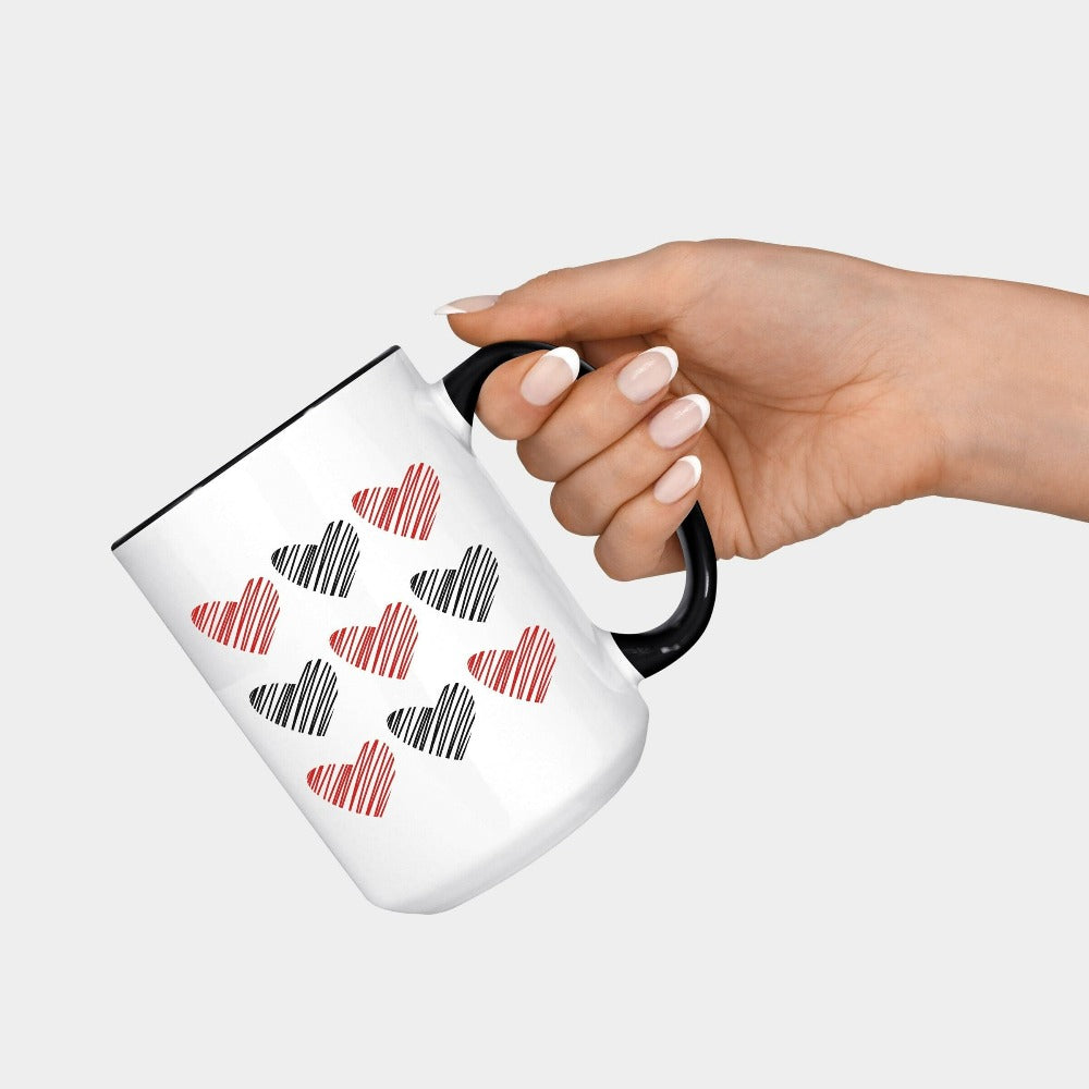 Valentine Coffee Mug, Matching Bestie Bestfriend Valentines Mug, Scribble Heart Coffee Cup, Teachers Valentine's Day Gift, Heart Mug