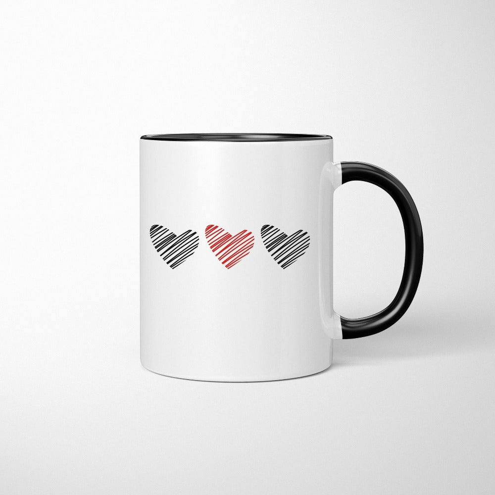 Valentine Mug for Woman, Valentine's Day Gift Ideas, Valentines Coffee Mug, Scribble Heart Cup, Teacher Valentines Day Love Heart Mug 