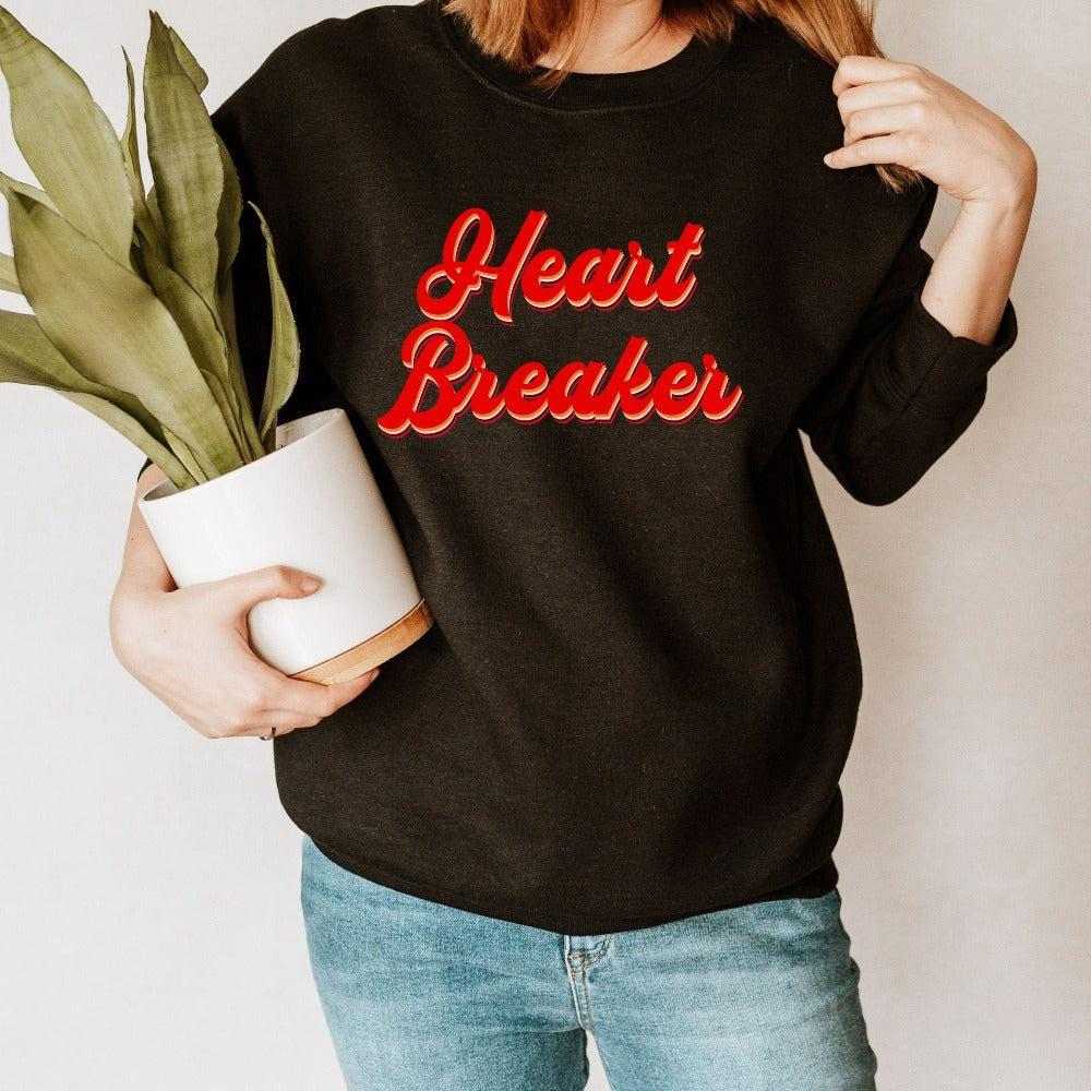 Valentine's Day Sweatshirt Gift, Girl's Heart Graphic Shirt, Funny Gift for Valentines, Vday Top, Heartbreaker Love Valentine Sweater