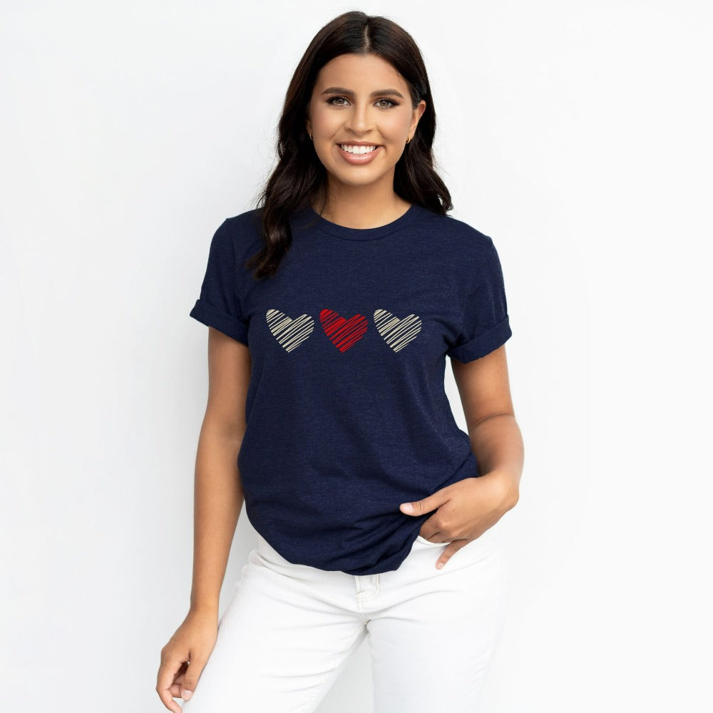 Valentines Shirt for Women, Matching Couple Tees, Valentine's Day Scribble Heart T-shirt, Besties VDay Outfit, Valentine Tees 