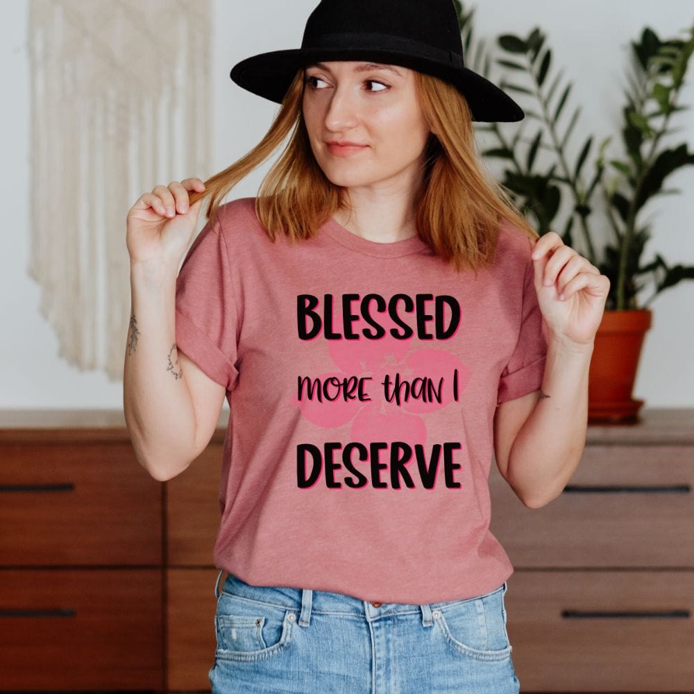 This empowered Christian t-shirt is a perfect gift idea. A cute tee that has an inspirational sayings to feel blessed and have faith to God. A perfect gift to your religious mom, wife, friend and family on birthday, Easter and Christmas.