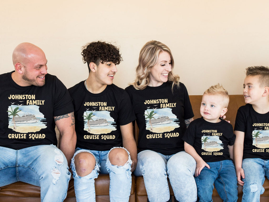 Custom family matching tshirt makes for a great cruise vacation outfit. Wide color and size options for the whole crew. These comfy and premium tees are soft with a great fit. That way you can show off your design while still looking great!