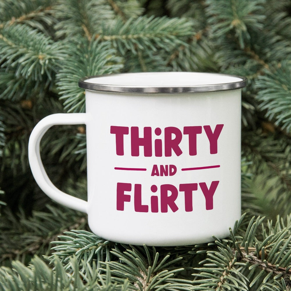 "Hello Thirty". Grab this trendy thirty mug as a 30th birthday gift for yourself , sister, bestfriend, girlfriend, fiancée and spouse. Let's welcome our 30th year and enjoy. Have a cheers with family, loved ones or squad using this adorable mug. 