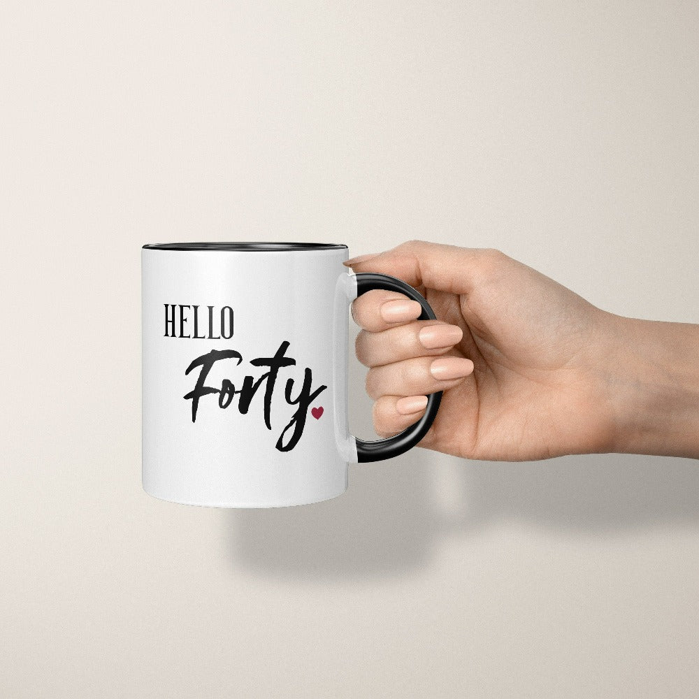 40th birthday babe gift. It's always fun to make great memories especially on a special day. Whether you are planning a "Hello 40" party for yourself or loved one, grab this adorable mug souvenir fit for the birthday queen and get ready for celebrations with your crew.