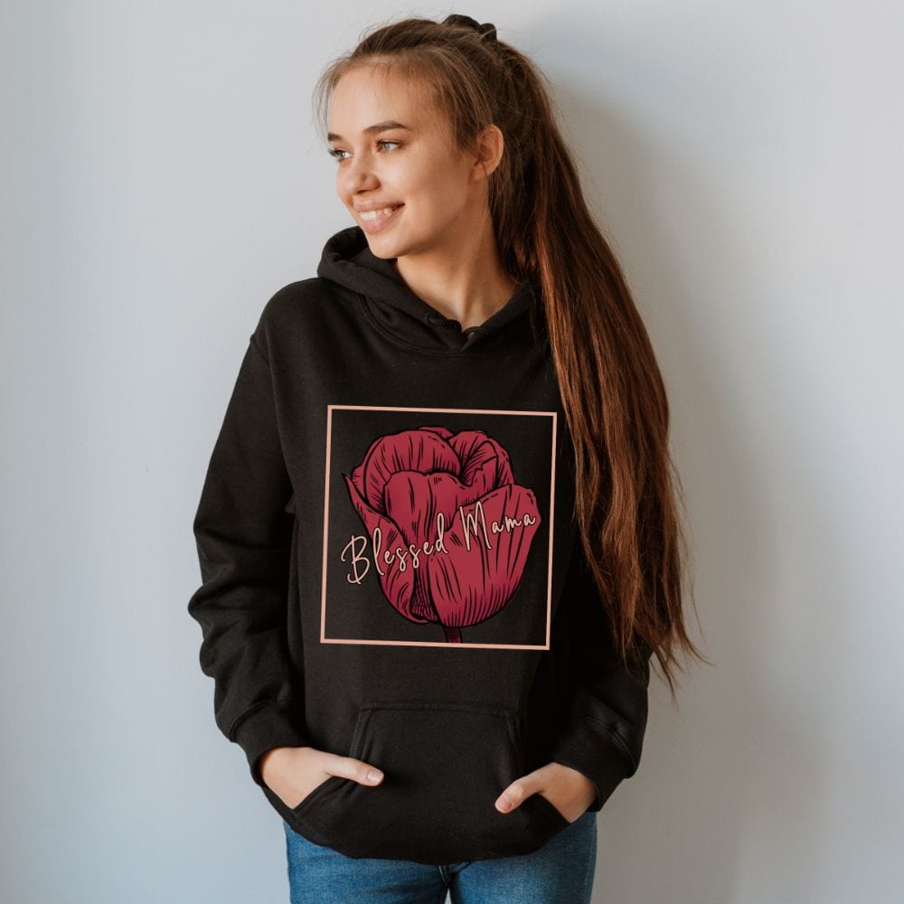 Let's give love to our mom, mama, mumsy, stepmom and grandmother by giving her a special gift. This blessed mama hoodie makes a great gift idea for all the mothers. A perfect thanksgiving gift to show love and gratitude for having her in our life. 