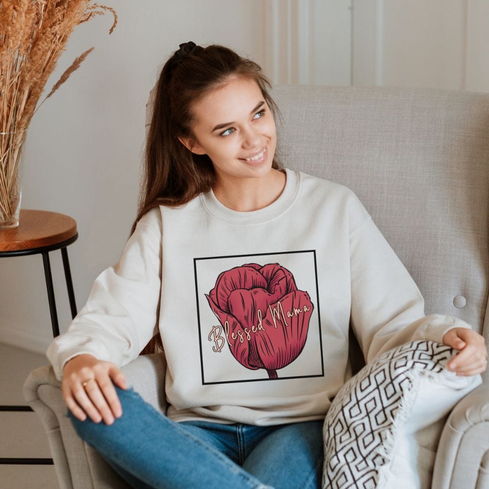 Let's give love to our mom, mama, mumsy, stepmom and grandmother by giving her a special gift. This blessed mama sweatshirt makes a great gift idea for all the mothers. A perfect thanksgiving gift to show love and gratitude for having her in our life. 