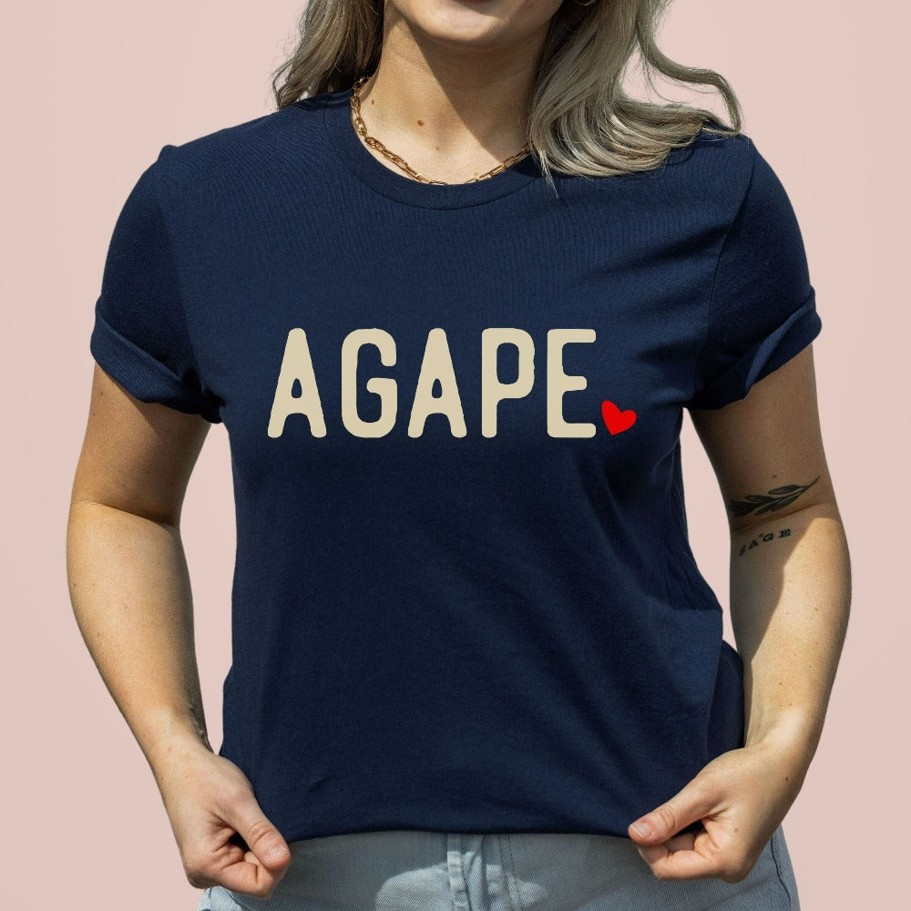 Agape Love TShirt, Greek Christian Gift Ideas, Yiayia Sunday Shirt, Christian T-Shirt for Family Friend Sister, Baptism Valentine's Day Gift