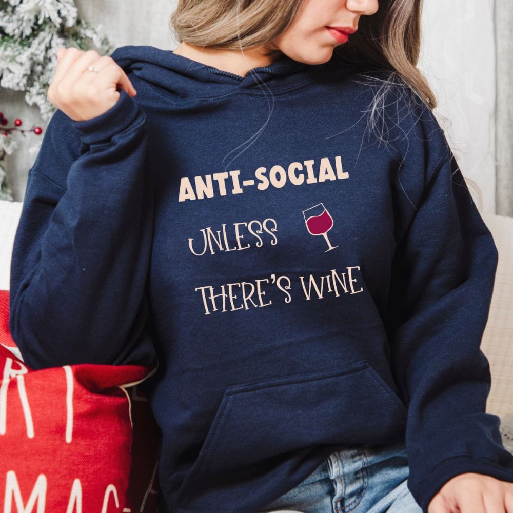 This ironic anti-social hoodie with a funny graphic saying is a great gift idea for women like mothers and wives. Perfect for occasions like Christmas, Birthday and Mother's Day. A humorous hoodie for those who likes to stay indoor and distancing.