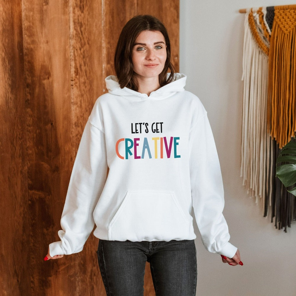 Arts and Craft teacher sweatshirt. This colorful retro casual top is perfect for elementary, middle or high school arts teacher. Make a great back to school team outfit, Christmas gift, first day or last day of school shirt or summer break shirt.