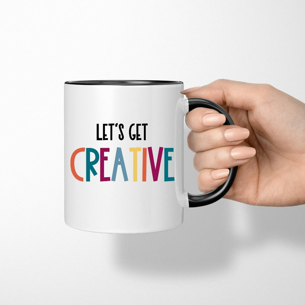 Arts and Craft teacher coffee mug. This colorful retro beverage mug is perfect for elementary, middle or high school arts teacher. Make a great back to school team present, Christmas gift, first day or last day of school shirt or summer break present.