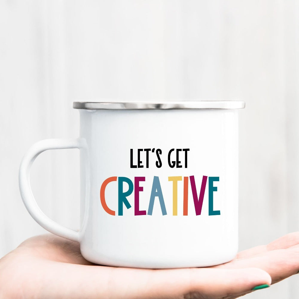 Arts and Craft teacher coffee mug. This colorful retro beverage mug is perfect for elementary, middle or high school arts teacher. Make a great back to school team present, Christmas gift, first day or last day of school shirt or summer break present.