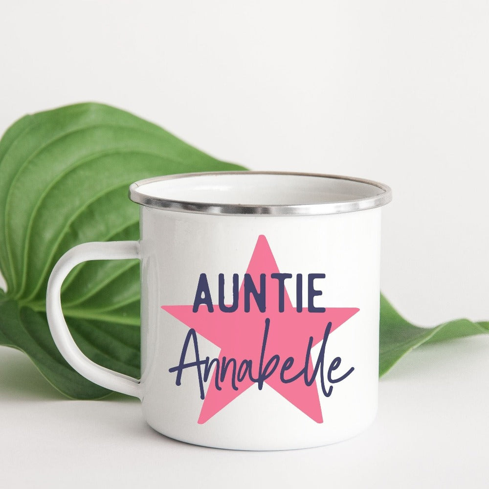 Customize this cute promoted to auntie baby announcement gift idea for women. This baby shower, family reunion or thanksgiving holiday, pregnancy reveal coffee mug for aunt sister or best friend is a great idea to break the good news to family and friends. Pregnant mom gender party surprise to new aunt or loved tia. Custom aunt life present for Mother's Day or Christmas reunion.
