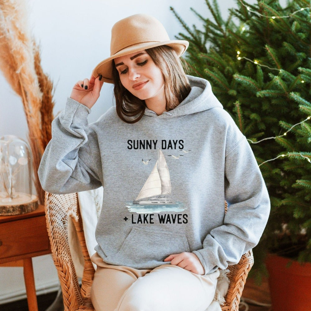 Sunny days and lake waves always go well with sailing. This unisex hoodie gift idea is a perfect outfit for hang outs with friends and family. Great idea for your favorite captain, boater dad or for yourself while on your next coastal summer weekend vacation.