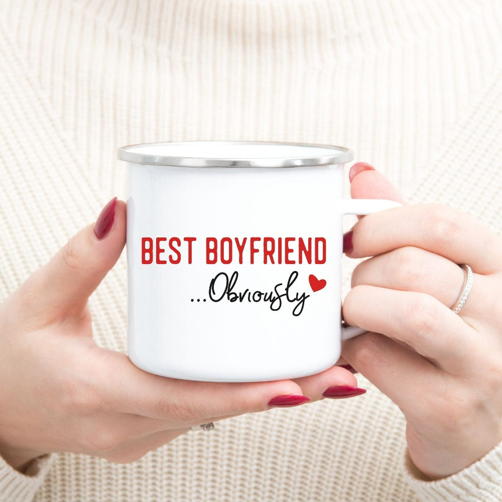 Best Girlfriend Mug, Boyfriend Coffee Mug, Valentines Day Mug, Matching Honeymoon Gifts, Ceramic Hot Chocolate Enamel Camp Mug