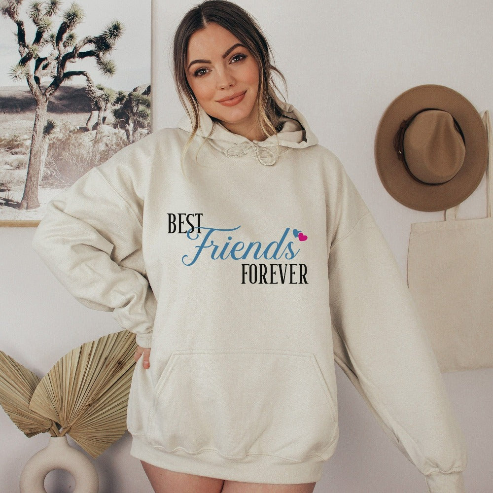 Best friends forever. Celebrate the gift of friendship with a trendy matching present for your family, lover, spouse, sister, loved one, girlfriend or boyfriend. Perfect girls night out outfit for sorority reunions, BFF sleepovers, club dates and twinning with your bestie.