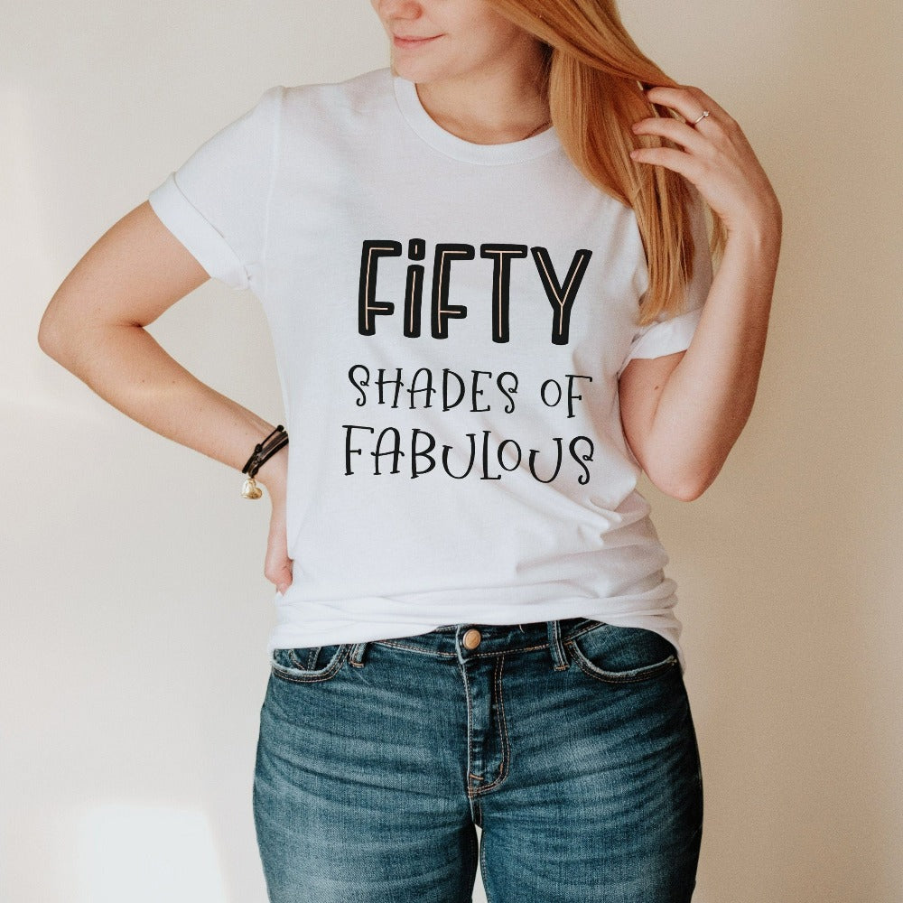 50th birthday babe gift. It's always fun to turn up and stand out especially on a special day. Whether you are planning a fabulous party for yourself or loved one, grab this adorable shirt fit for a queen and get ready for your celebrations.