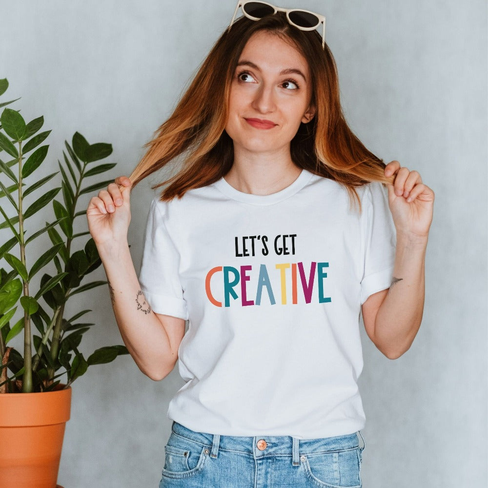 Arts and Craft teacher shirt. This colorful retro casual tee is perfect for elementary, middle or high school arts teacher. Make a great back to school team outfit, Christmas gift, last day of school or summer break present.