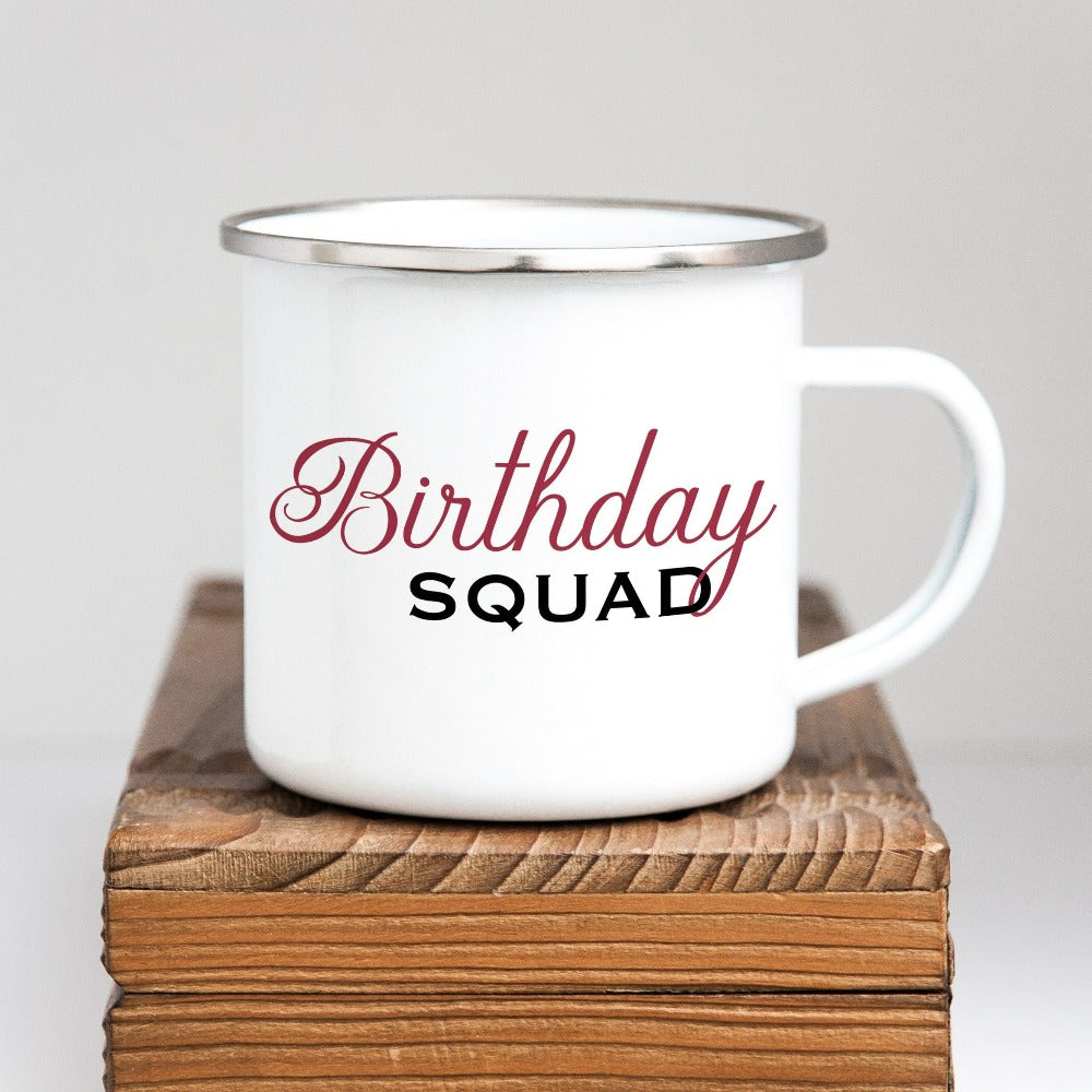 Matching birthday squad coffee mug souvenir for the queen's crew or squad. Perfect souvenir for family birthday trips, cousin crew, dream destination travel, birthday cruise, hanging out with your babes and celebrating you new age. This is a great thoughtful gift idea and perfect for celebrating a loved one's new age. If you are planning a birthday party for son, daughter, sister, mom, best friend, sibling, or any other loved one you want to celebrate, this outfit is for you.