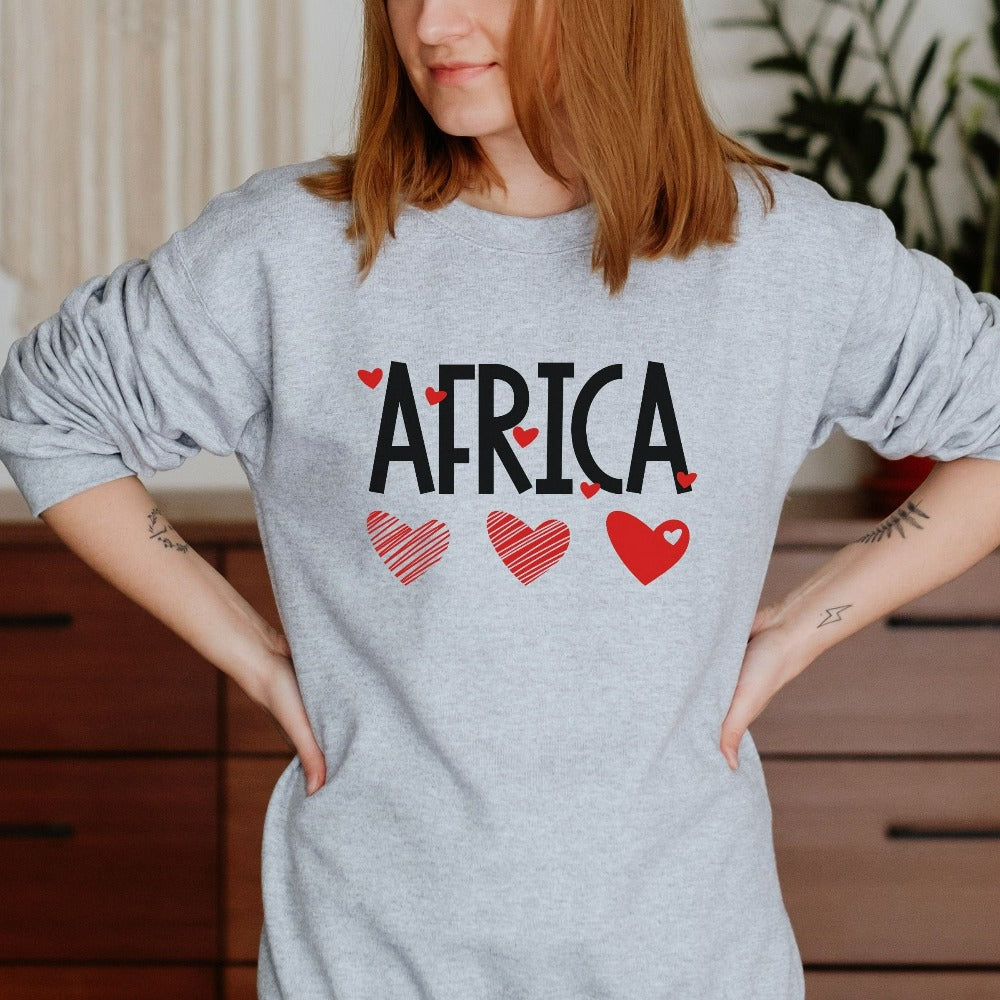 Black Women Shirt, Africa Love Sweatshirt, African Birthday Gift for Afro Woman, Homeland Travel Outfit, African Couples Gift Ideas 