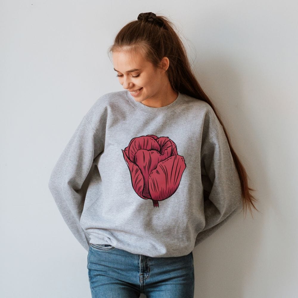 Trendy, cute, and elegant. This floral sweatshirt makes a great gift idea to all plant lover women like your mom, wife, sister and grandma. This botanical sweatshirt is a perfect outfit while having a great time with the plants in the garden or nursery.
