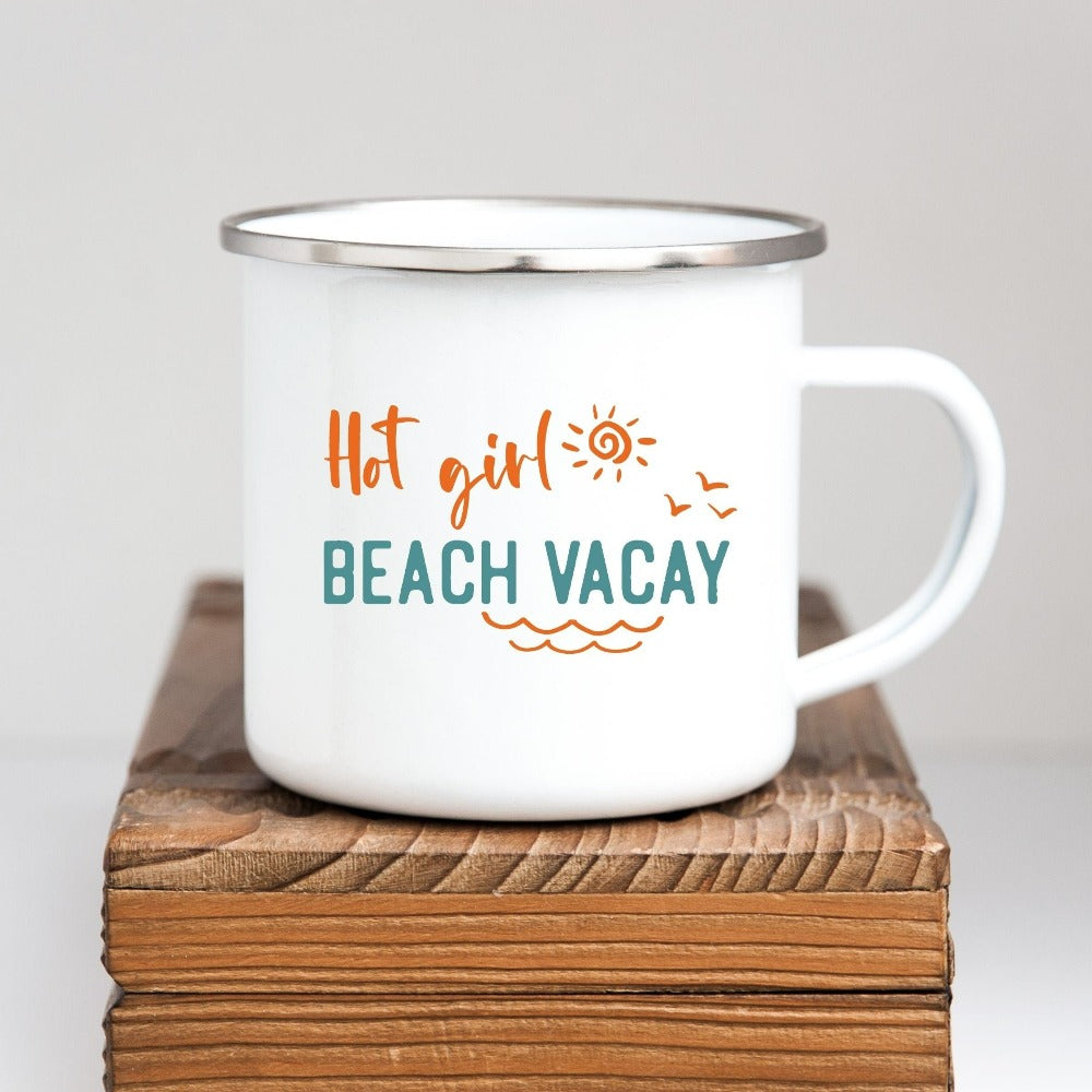 Beach vacay vibes! This cute design is a perfect souvenir for your next cruise vacation. Printed to last, this vibrant holiday coffee mug is great for girls trip, sorority retreat, mom daughter mother in law trip, family travel adventures. Great gift for her, spouse wife, girlfriend or best friend.