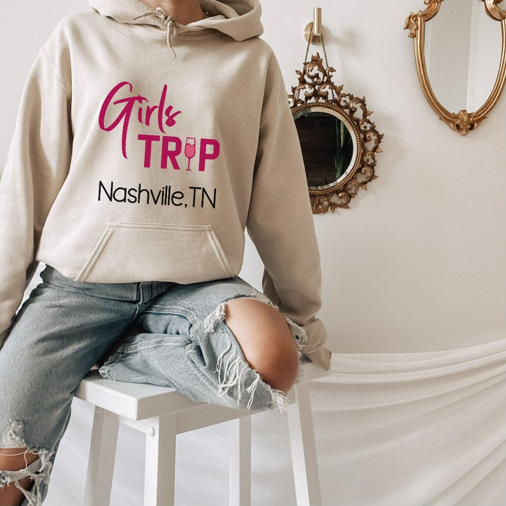 Travel or cruise with your besties and BFF in this cute girls' trip outfit. Perfect road trip sweatshirt for bridesmaid, sorority sister, bachelorette party or that dream adventure on summer break. Get in the vacation spirit and vacay mode in style.