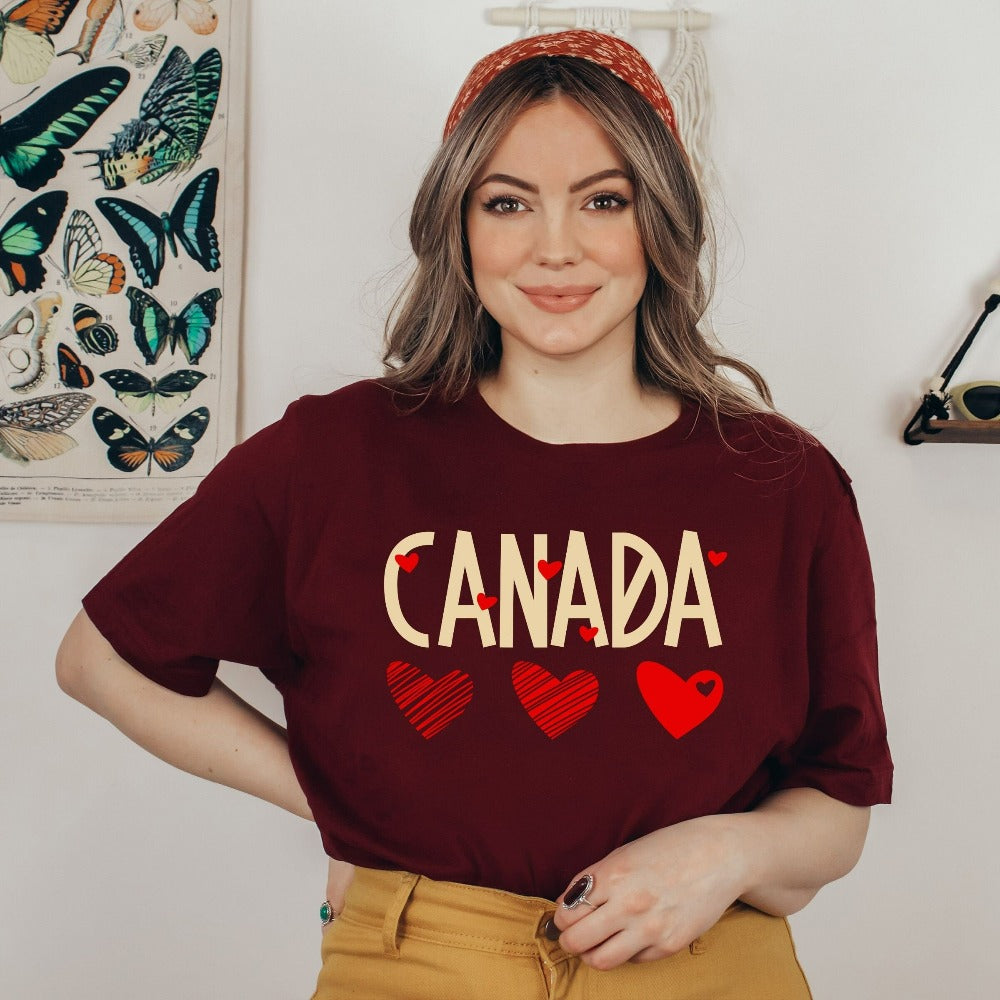 Canada Day Gift, Canada T-Shirt, Happy Canada Day Shirt, Love Heart T-shirts, Canada Traveller Souvenir Shirt, Valentine Tees