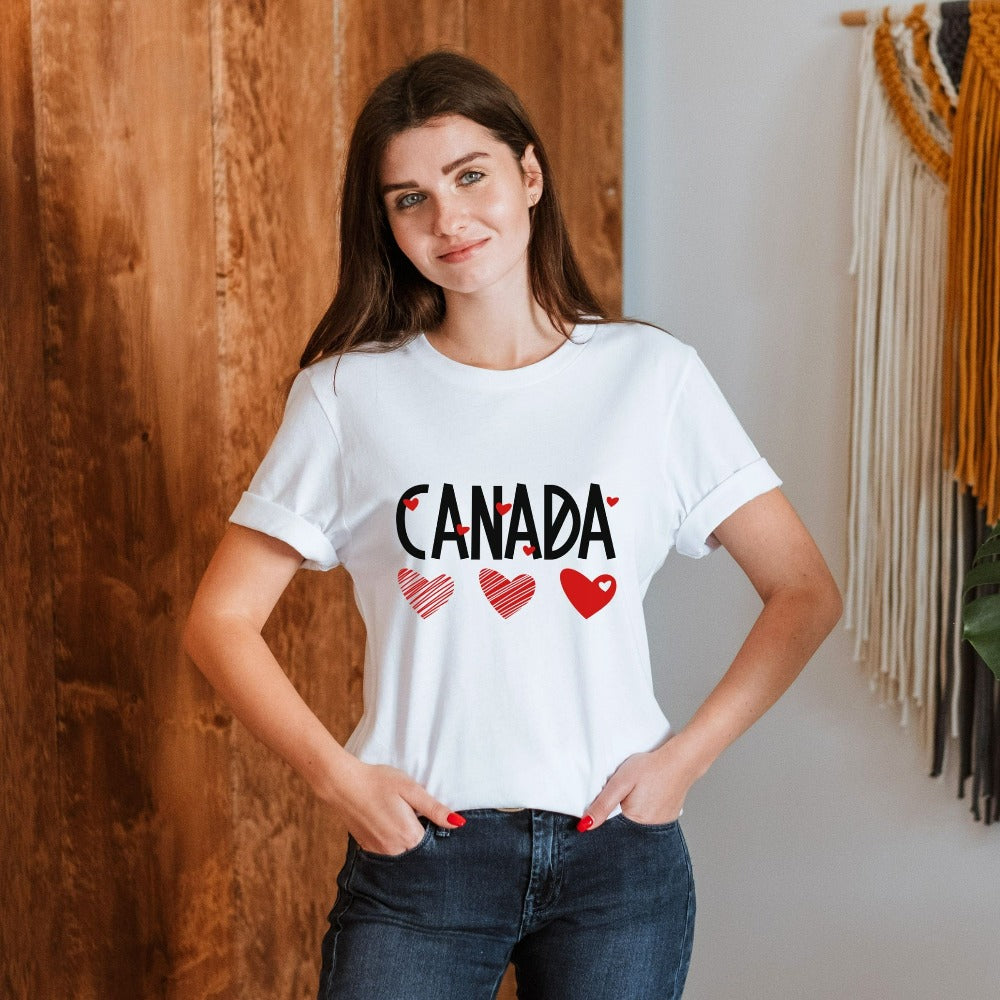 Canada Day Gift, Canada T-Shirt, Happy Canada Day Shirt, Love Heart T-shirts, Canada Traveller Souvenir Shirt, Valentine Tees