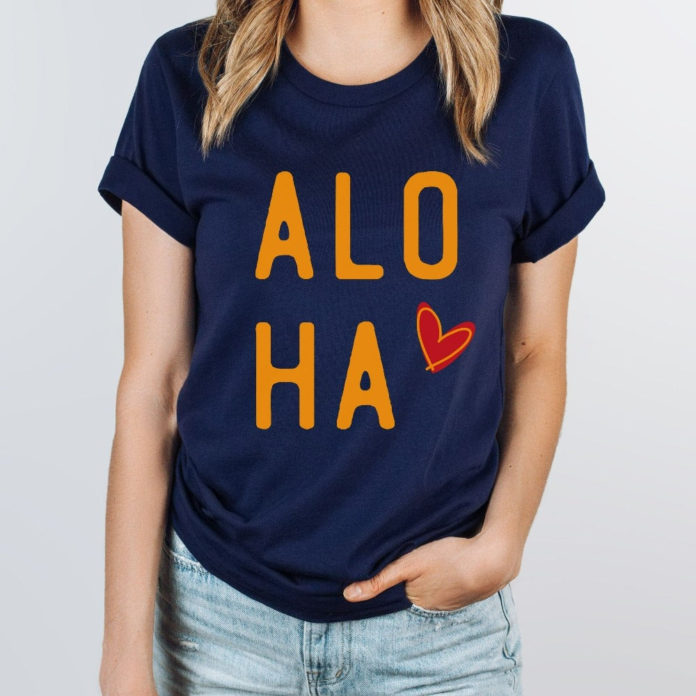 Aloha with this cute vacation shirt for your family beach island cruise, dream destination honeymoon getaway, mother daughter weekend adventure, girls trip matching outfit. This perfect vibrant Hawaii travel souvenir is great for your summer break gift for your favorite traveler crew.
