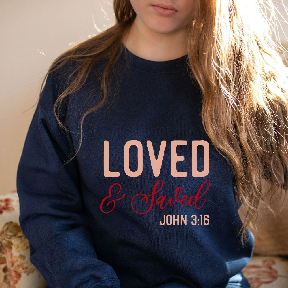 Loved and Saved John 3:16 Sweatshirt – Jonomea - Main Image